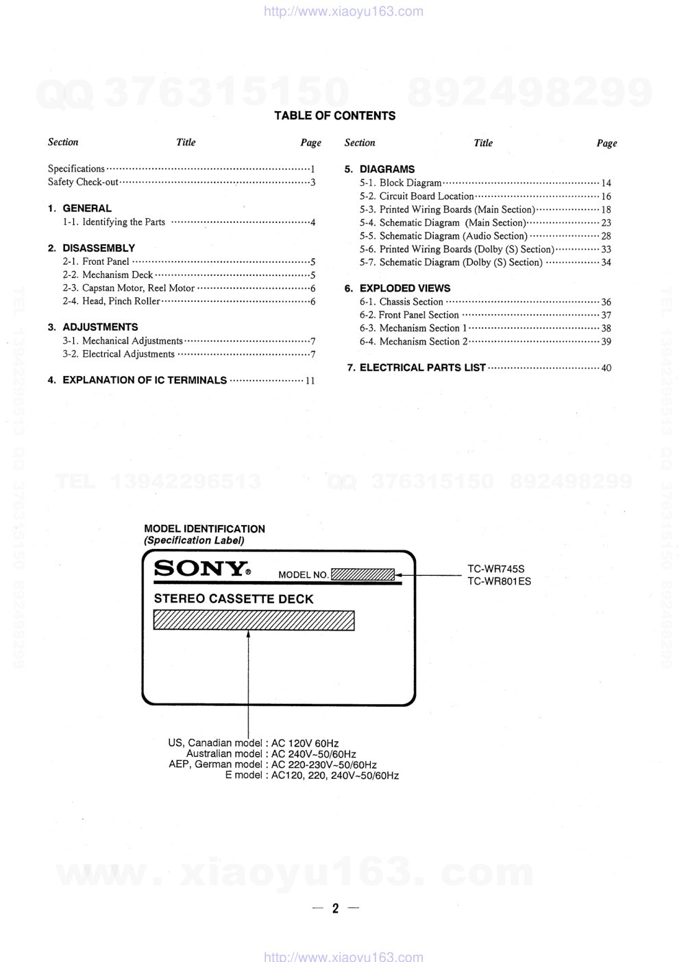 索尼SONY TC-WR745S电路图-1 索尼SONY TC-WR745S电路图-1