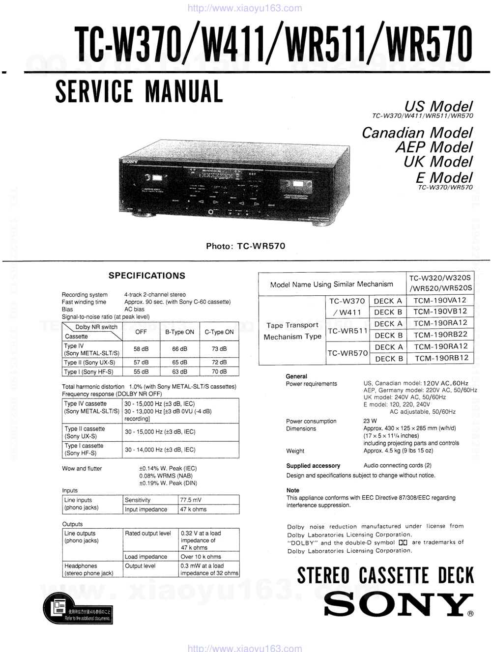 索尼SONY TC-W441电路图-0