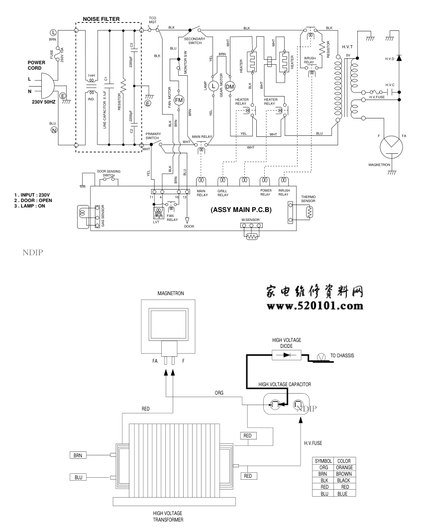 三星CO88R微波炉电路图-1 三星CO88R微波炉电路图-1