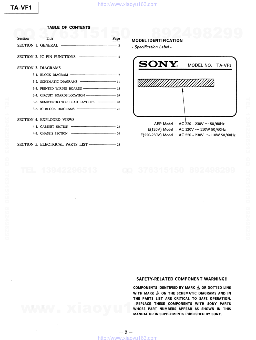 索尼SONY TA-VF1电路图-1 索尼SONY TA-VF1电路图-1