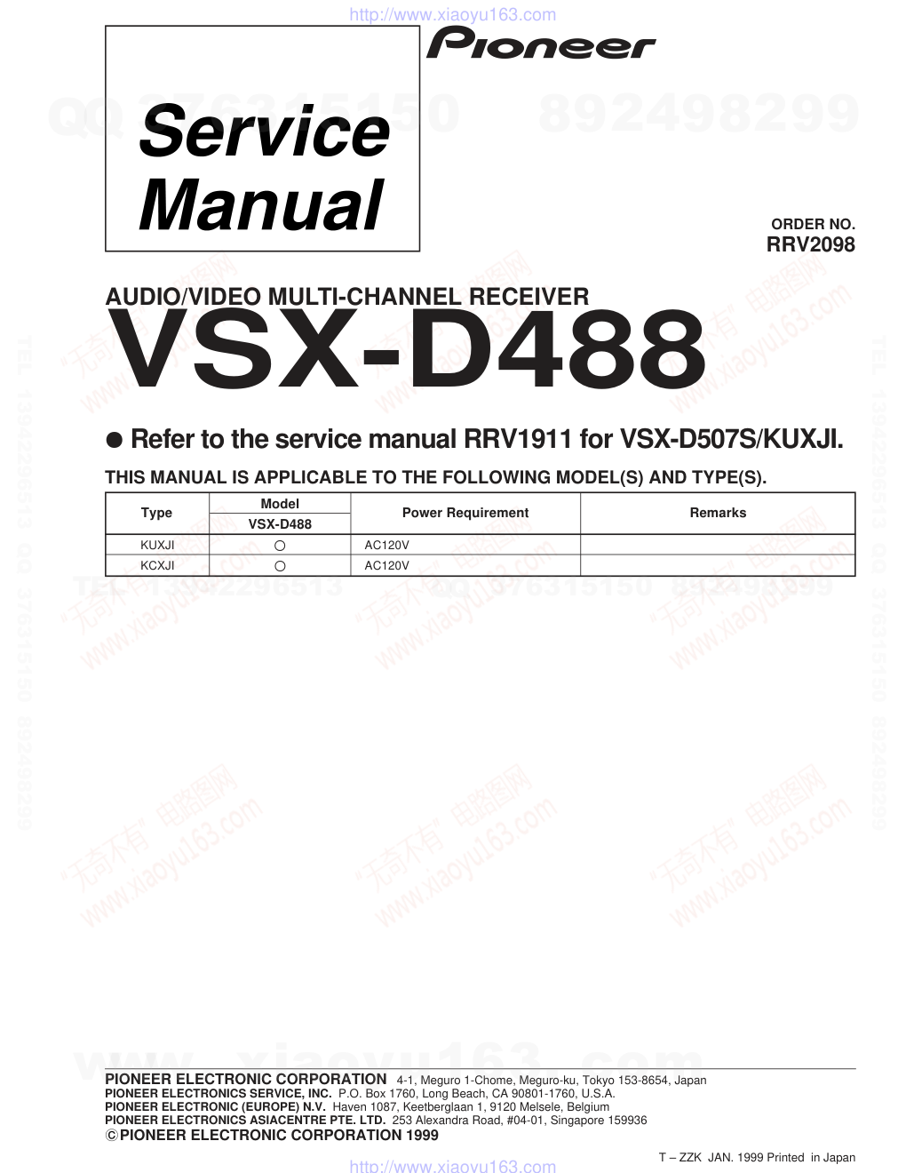 先锋PIONEER VSX-D488电路图-0