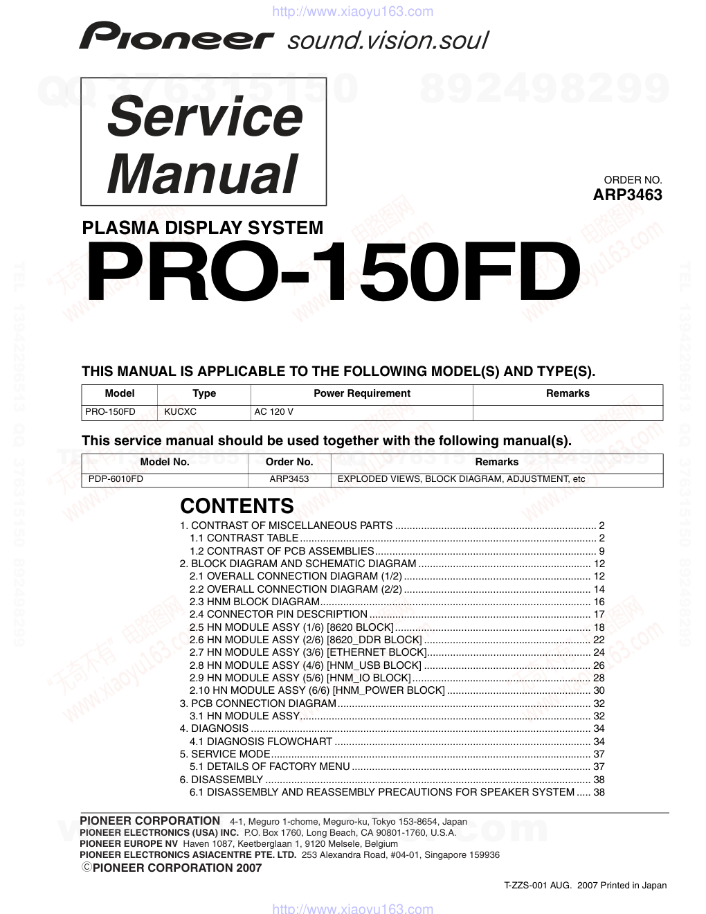 先锋PIONEER PRO-150FD音响电路图-0
