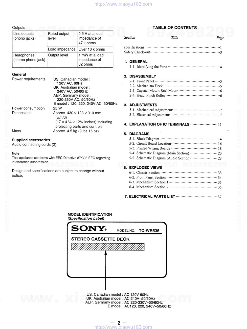 索尼SONY TC-WR535电路图-1 索尼SONY TC-WR535电路图-1