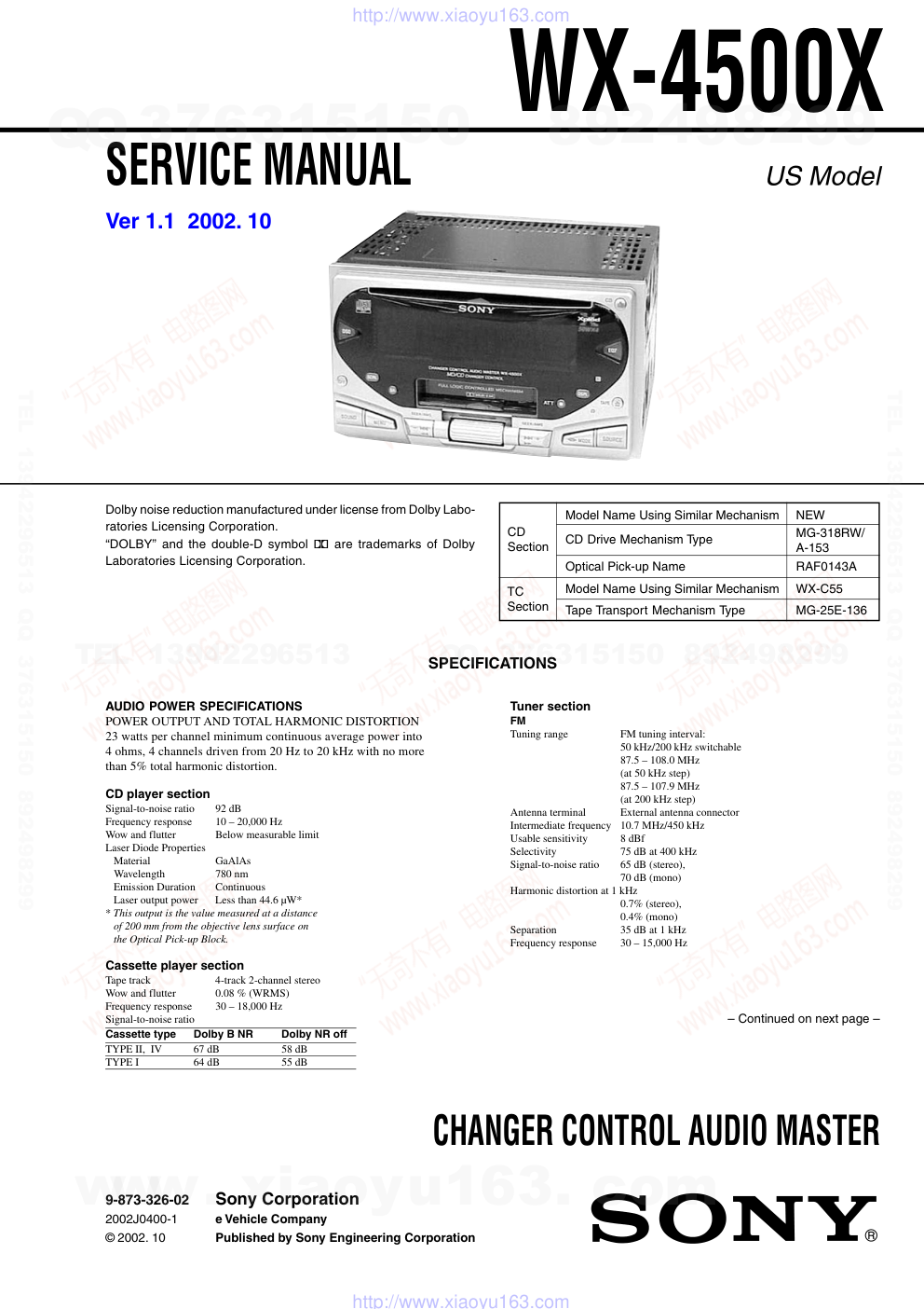 索尼SONY WX-4500X电路图-0 索尼SONY WX-4500X电路图-0