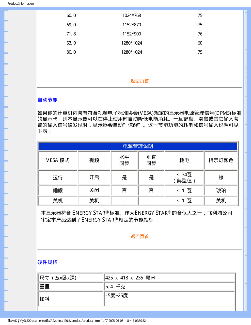 PHILIPS 190S6显示器说明书-8