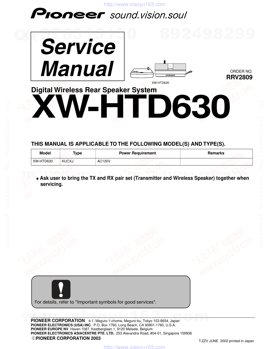 先锋PIONEER XW-HTD630电路图-0 先锋PIONEER XW-HTD630电路图-0