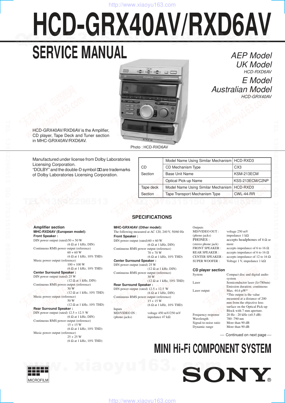 索尼SONY HCD-GRX40AV音响电路图-0