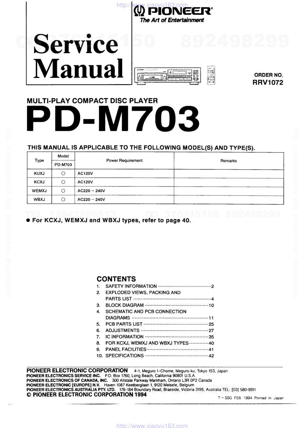 先锋PIONEER PD-M703音响电路图-0