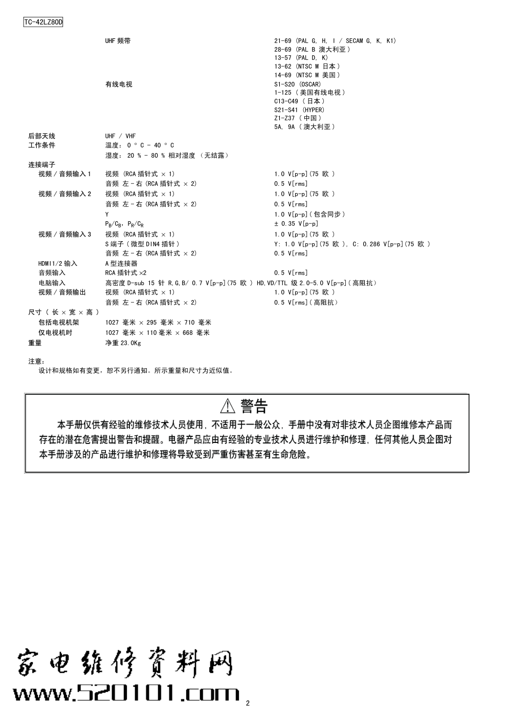 松下TC-42LZ80D液晶电视(LH81机芯)维修手册和图纸-1