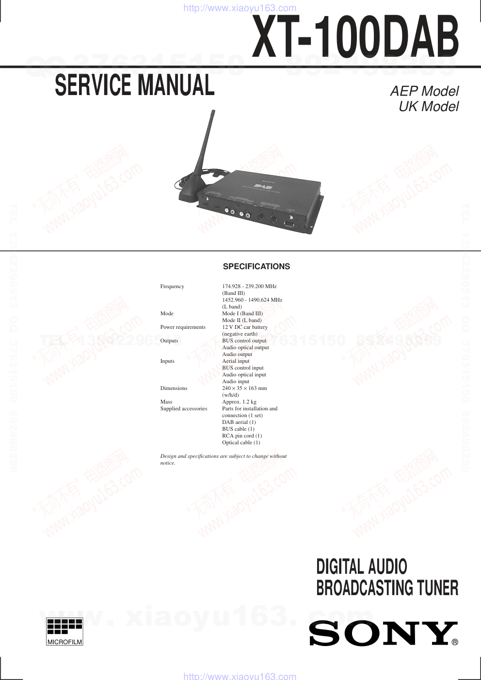 索尼SONY XT-100DAB电路图-0 索尼SONY XT-100DAB电路图-0