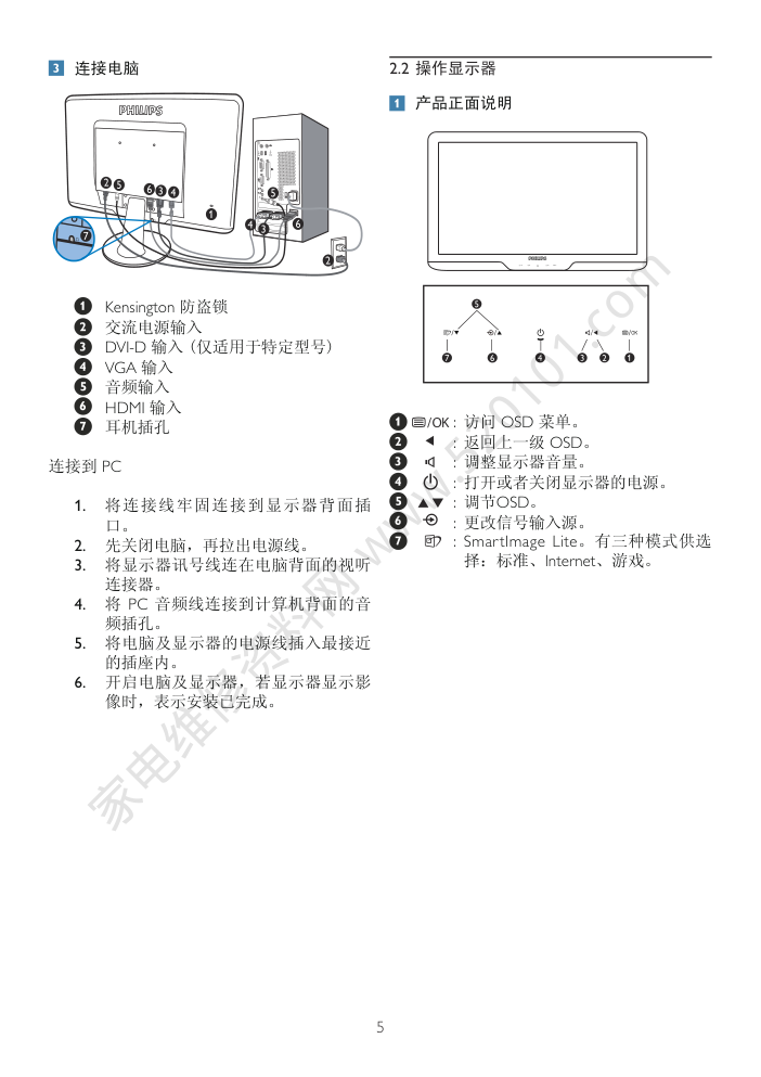 飞利浦224E2SB93液晶显示器说明书-6 飞利浦224E2SB93液晶显示器说明书-6
