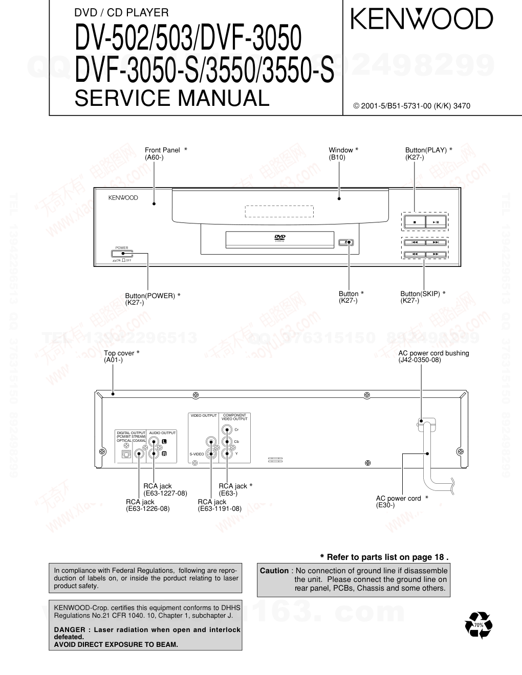建伍KENWOOD DVF-3550 CDDVD播放机电路图-0 建伍KENWOOD DVF-3550 CDDVD播放机电路图-0