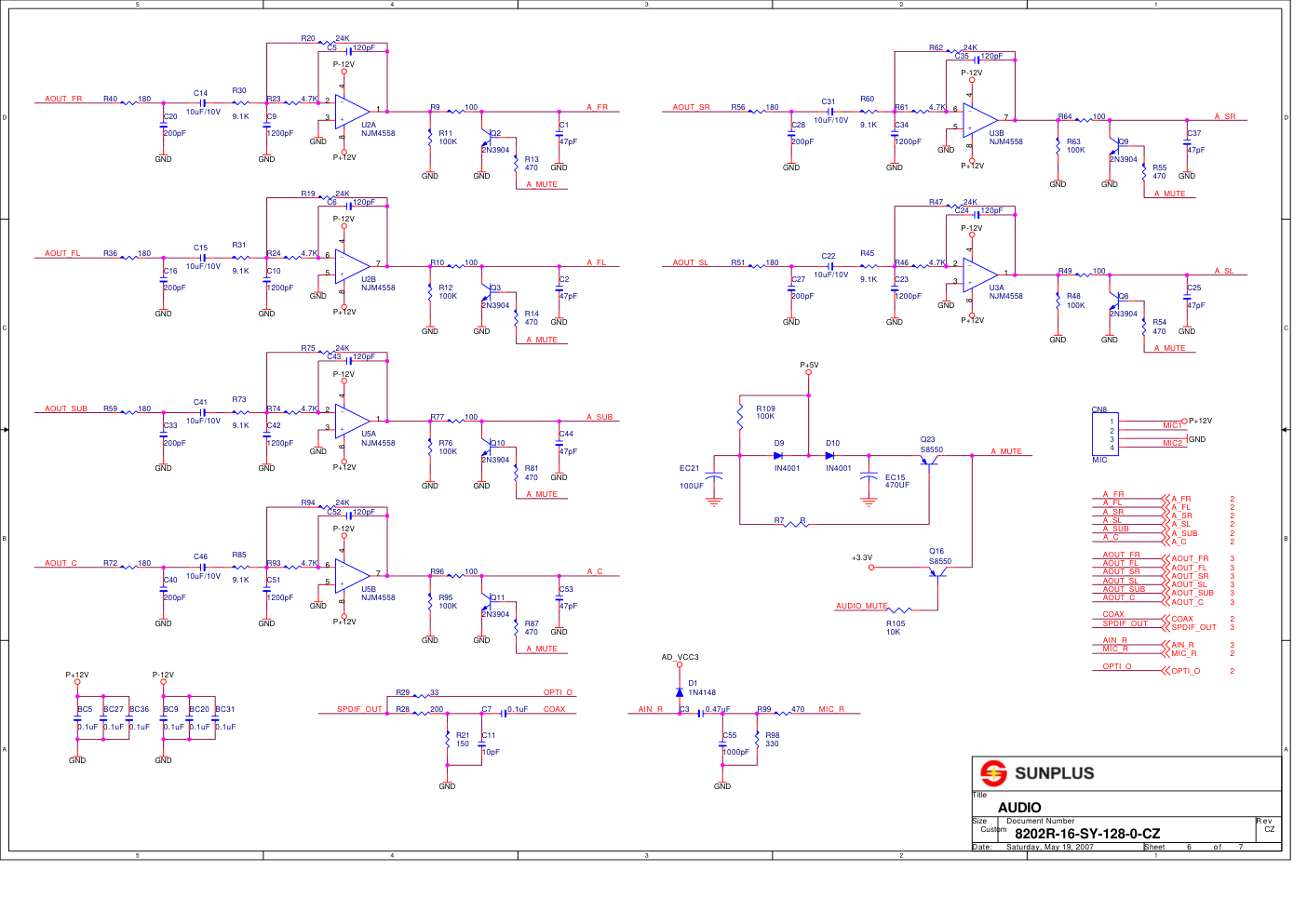 采用凌阳8202R-16-SY-128-0-CZ方案的DVD电路原理图-4 采用凌阳8202R-16-SY-128-0-CZ方案的DVD电路原理图-4