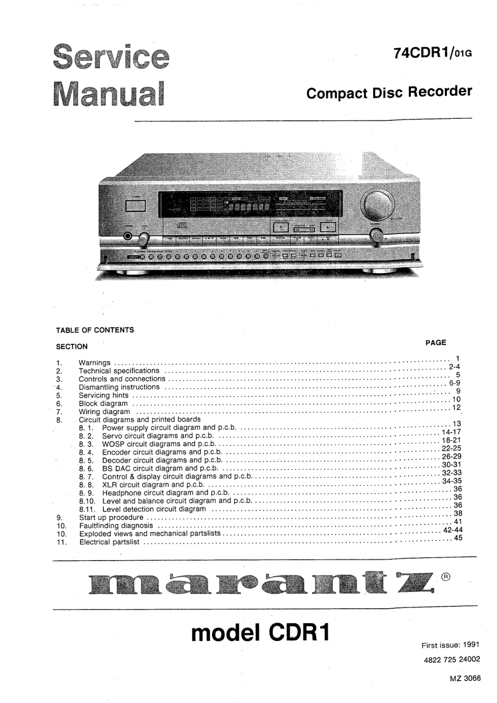 马兰士MARANTZ 74CDR101G音响电路图-0 马兰士MARANTZ 74CDR101G音响电路图-0