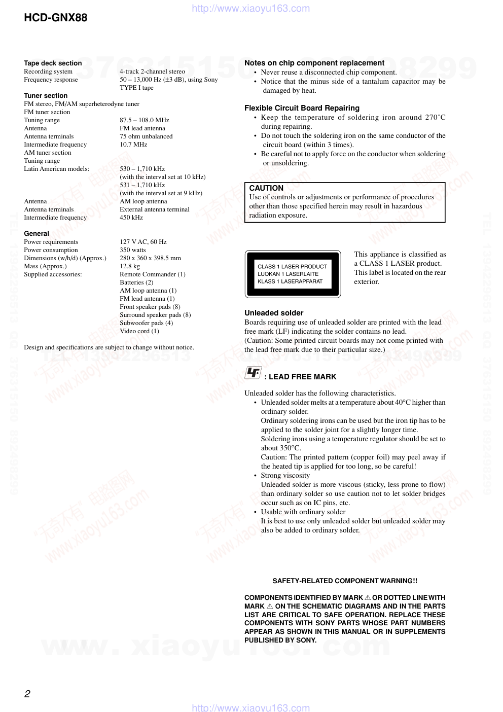 索尼SONY HCD-GNX88音响电路图-1 索尼SONY HCD-GNX88音响电路图-1