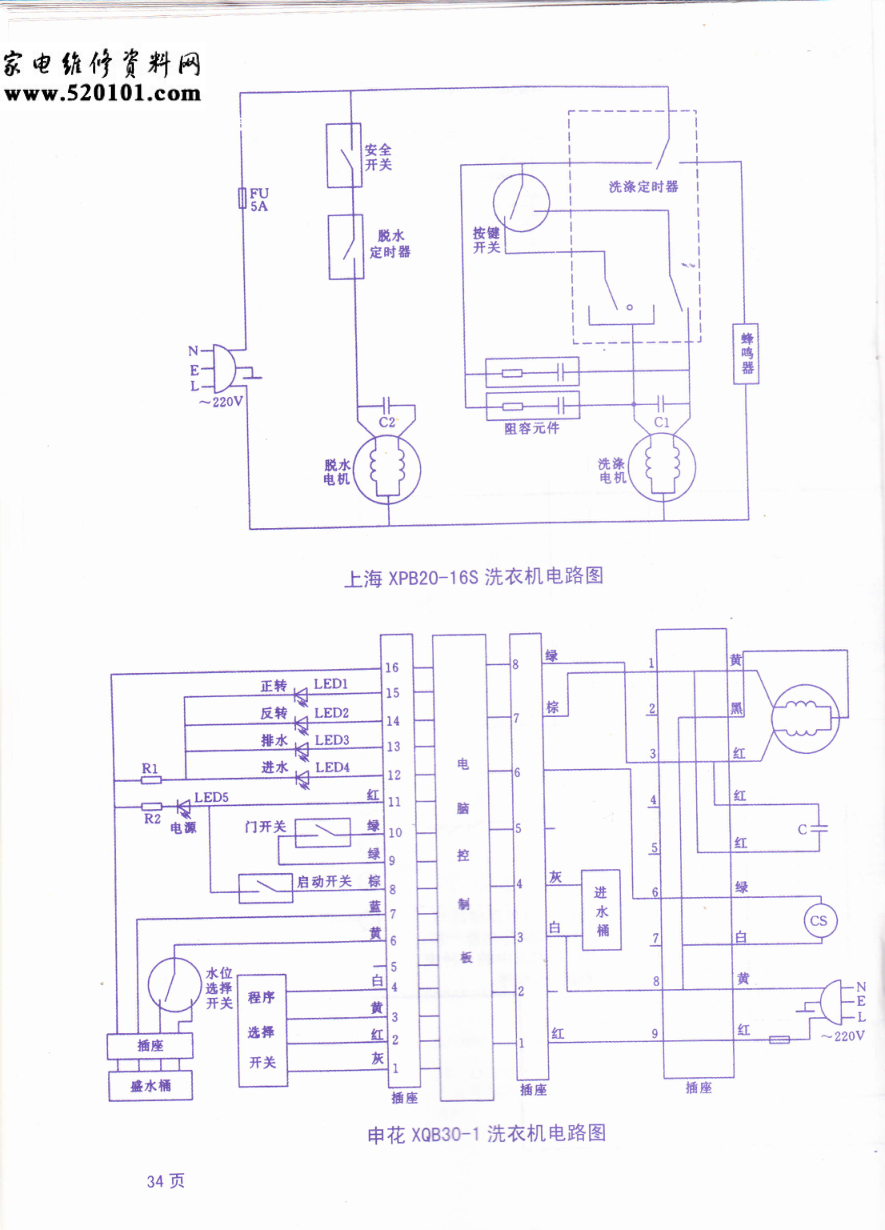 申花XQB30-1洗衣机电路图-0 申花XQB30-1洗衣机电路图-0