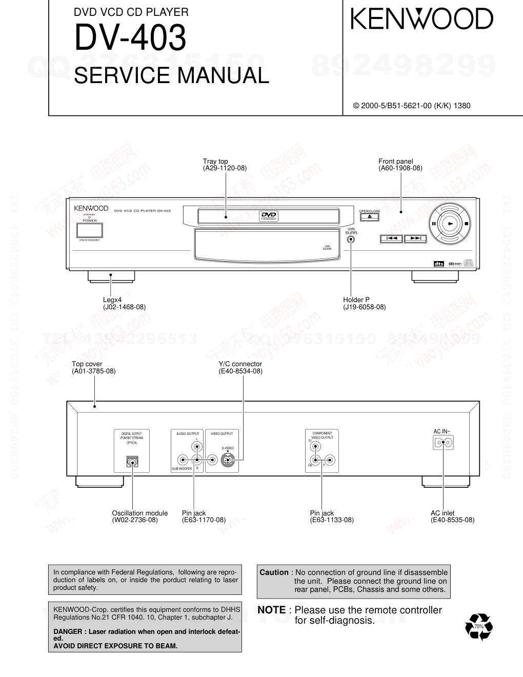 建伍KENWOOD DV-403 CDDVDVCD播放机电路图-0 建伍KENWOOD DV-403 CDDVDVCD播放机电路图-0