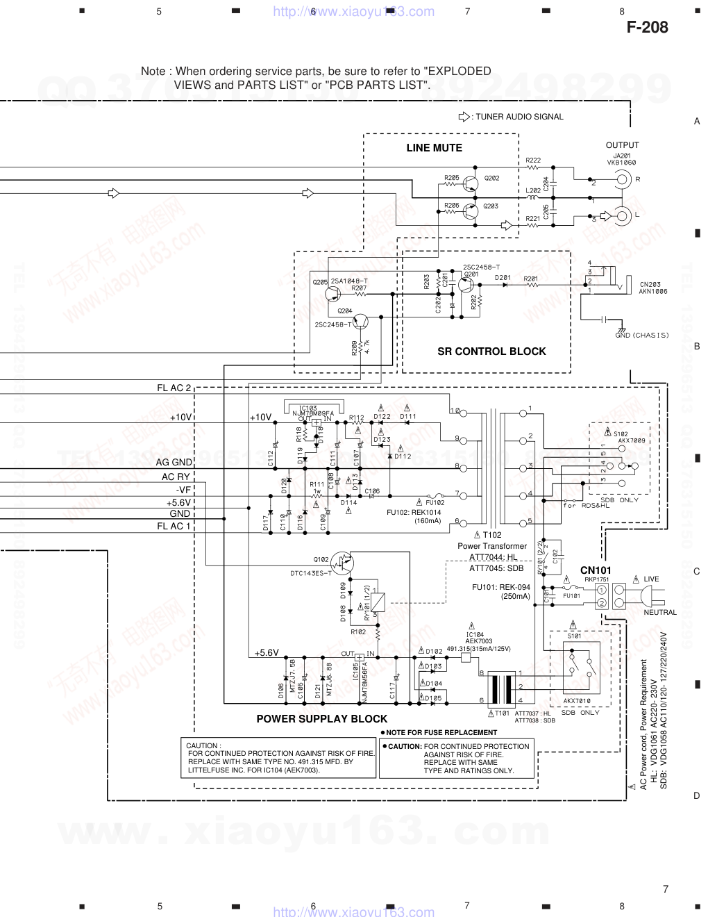 先锋PIONEER F-208音响电路图-6 先锋PIONEER F-208音响电路图-6