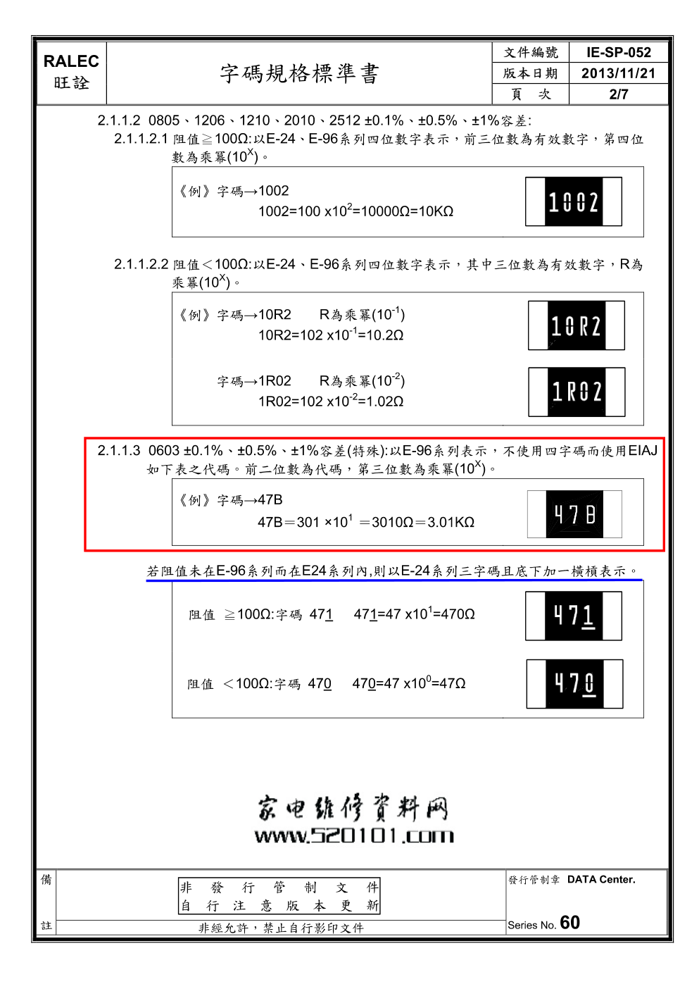 电阻丝印Mark标识规则-1 电阻丝印Mark标识规则-1