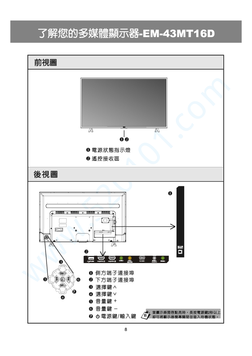 声宝EM-43MT16D液晶电视说明书-8 声宝EM-43MT16D液晶电视说明书-8