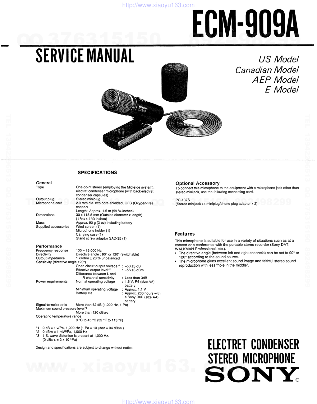 索尼SONY ECM-909A音响电路原理图-0
