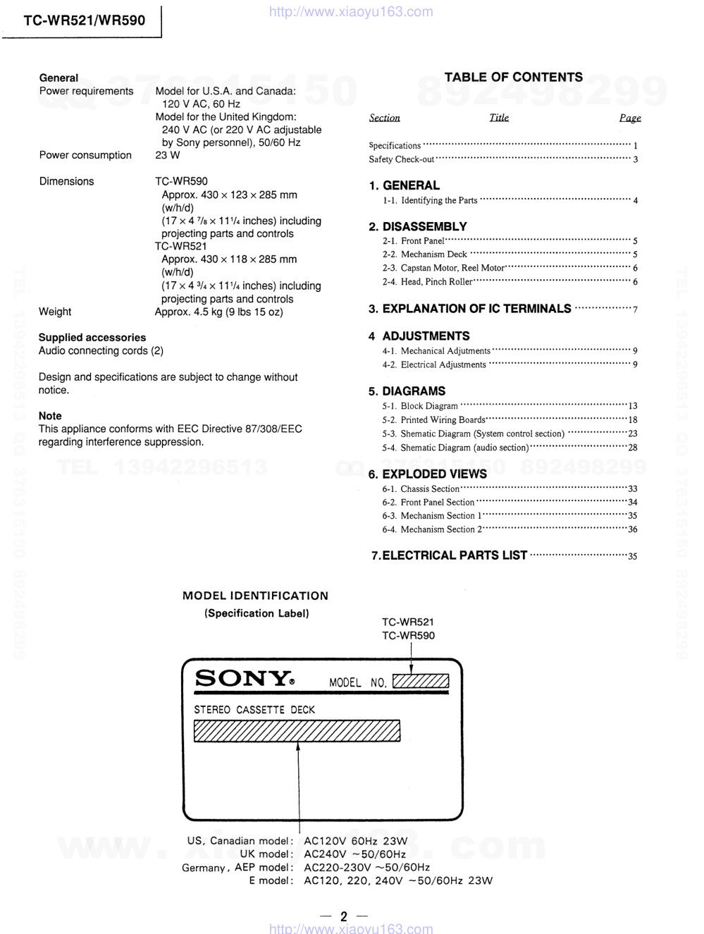索尼SONY TC-WR590电路图-1 索尼SONY TC-WR590电路图-1