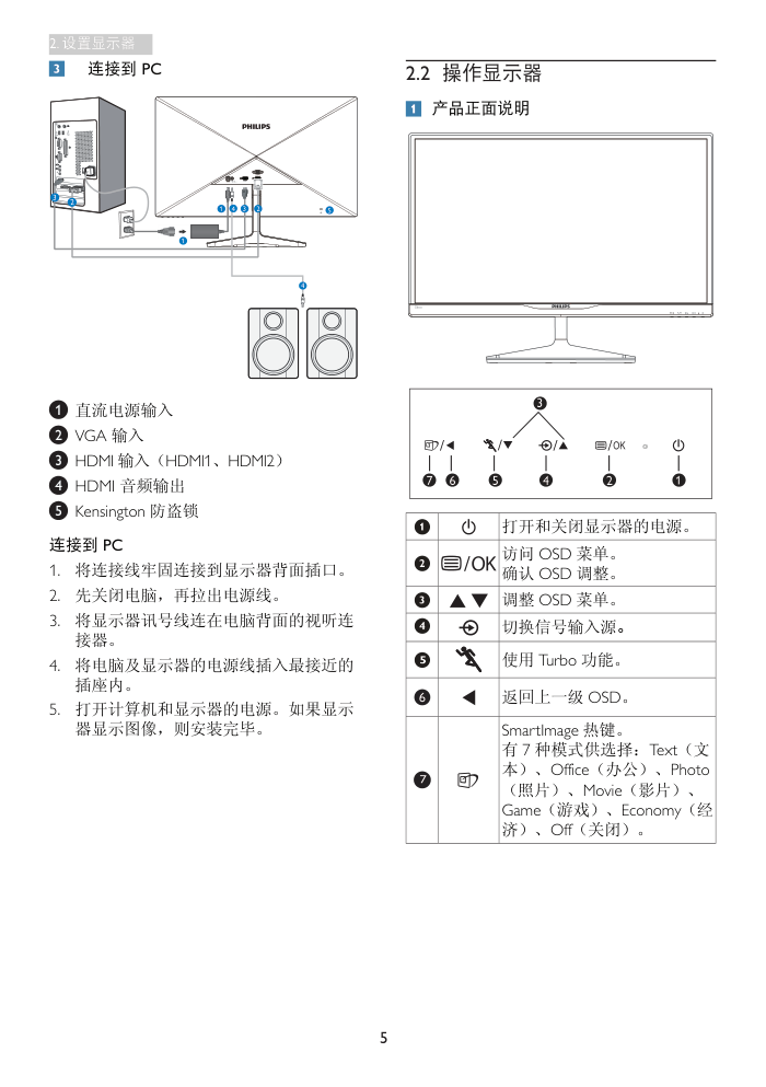 飞利浦238C4QHSN93显示器说明书-6 飞利浦238C4QHSN93显示器说明书-6
