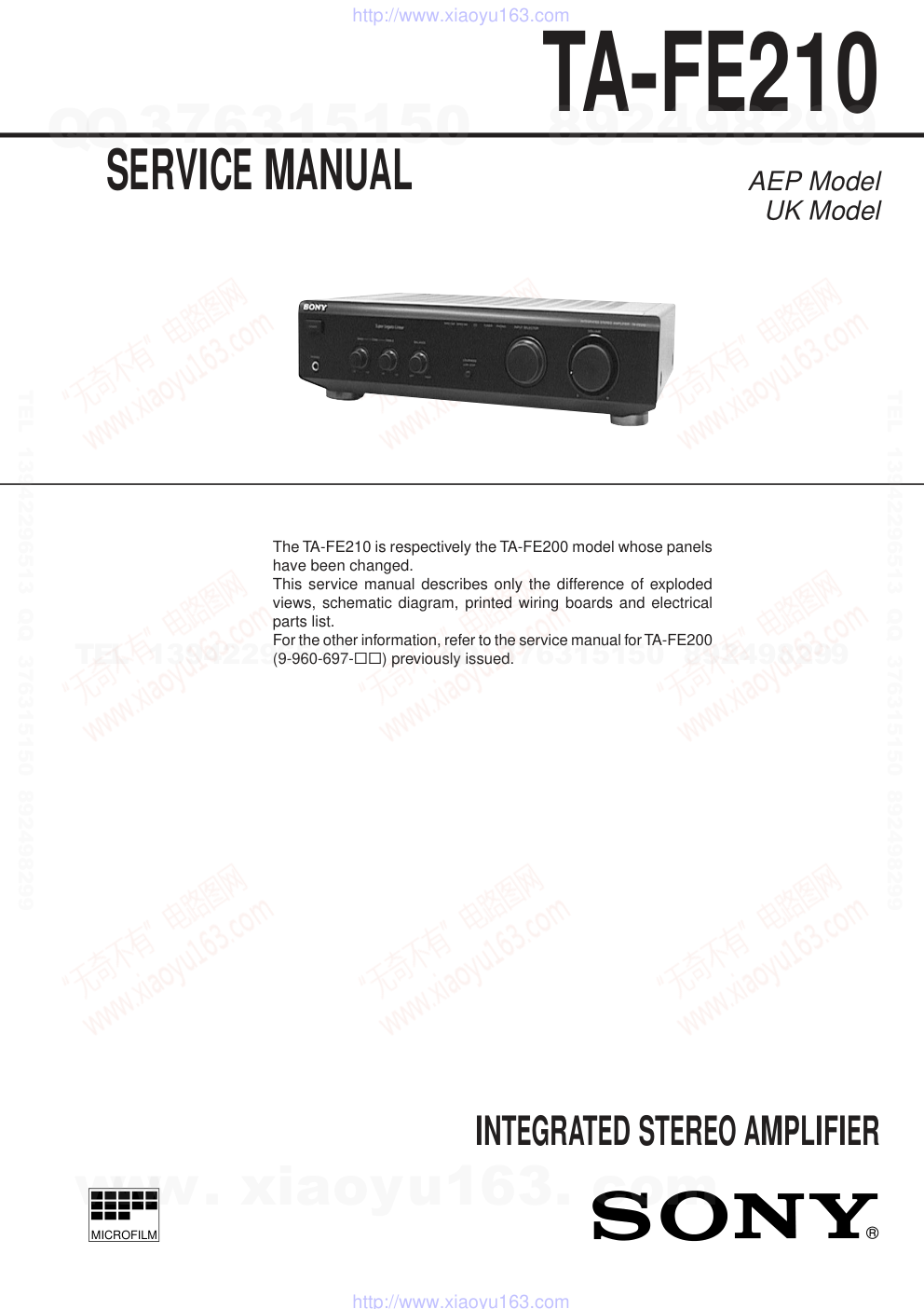 索尼SONY TA-FE210音响电路原理图-0 索尼SONY TA-FE210音响电路原理图-0