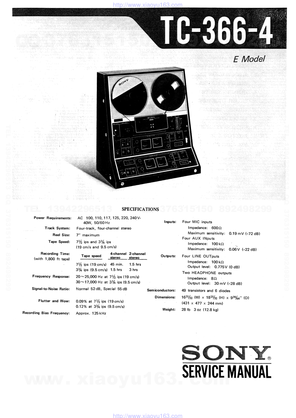 索尼SONY TC-366-4电路图-0 索尼SONY TC-366-4电路图-0