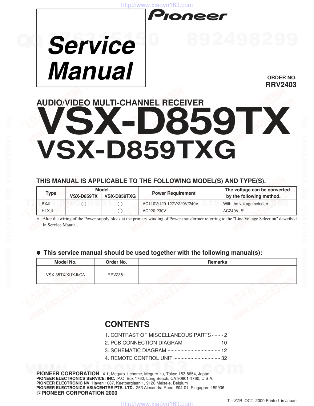 先锋PIONEER VSX-D859TX电路图-0