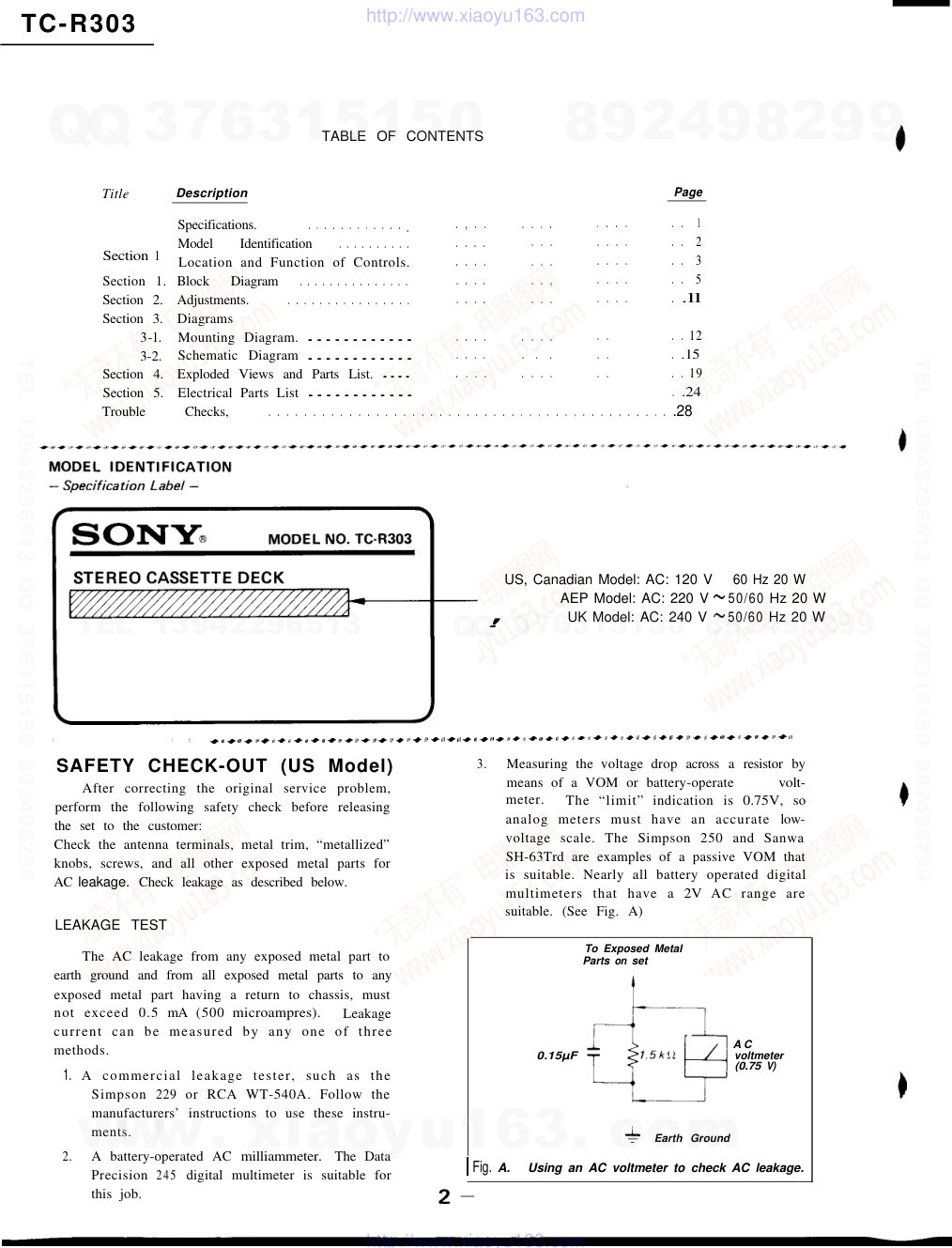 索尼SONY TC-R303电路图-1 索尼SONY TC-R303电路图-1