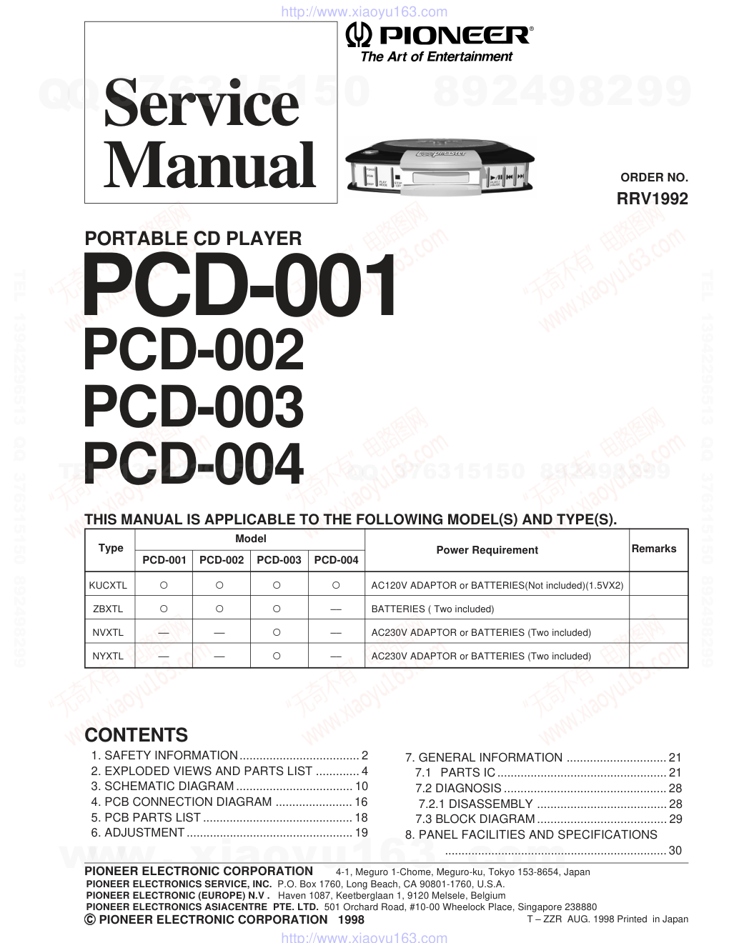 先锋PIONEER PCD-002音响电路图-0