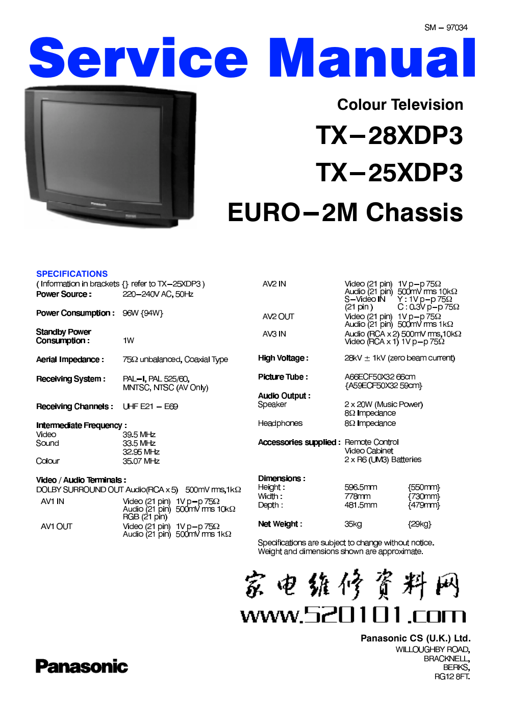 松下TX-28XDP3TX-25XDP3彩电原理图-0 松下TX-28XDP3TX-25XDP3彩电原理图-0