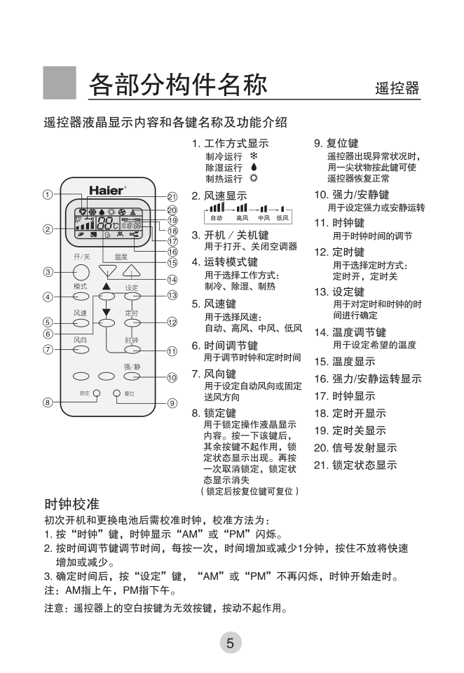 海尔KFR-26GWHK(DBPXF)空调使用说明书-6 海尔KFR-26GWHK(DBPXF)空调使用说明书-6