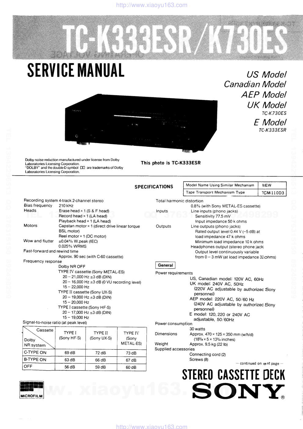 索尼SONY TC-K730ES电路图-0 索尼SONY TC-K730ES电路图-0