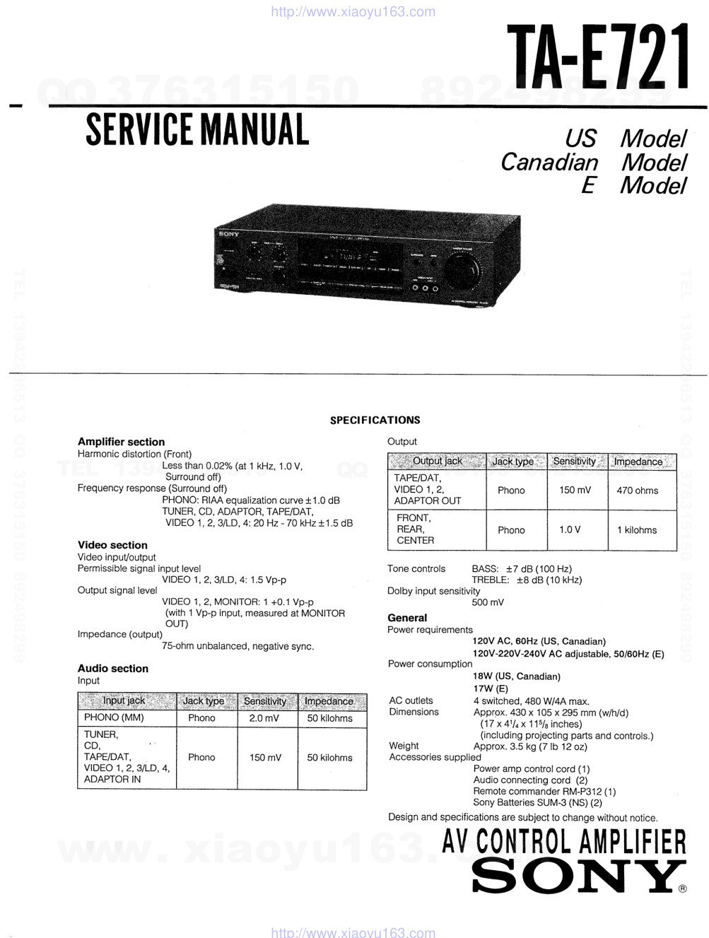 索尼SONY TA-E721音响电路原理图-0