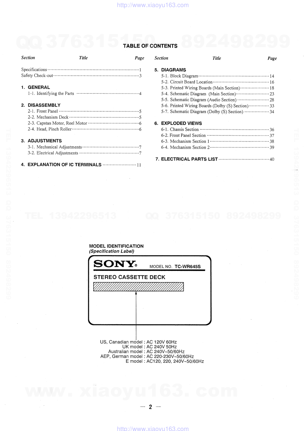 索尼SONY TC-WR645S电路图-1