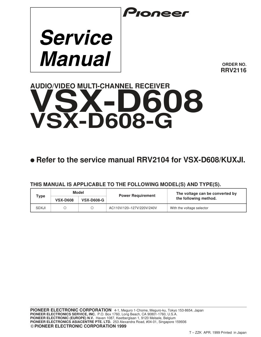 先锋PIONEER VSX-D608电路图-0 先锋PIONEER VSX-D608电路图-0
