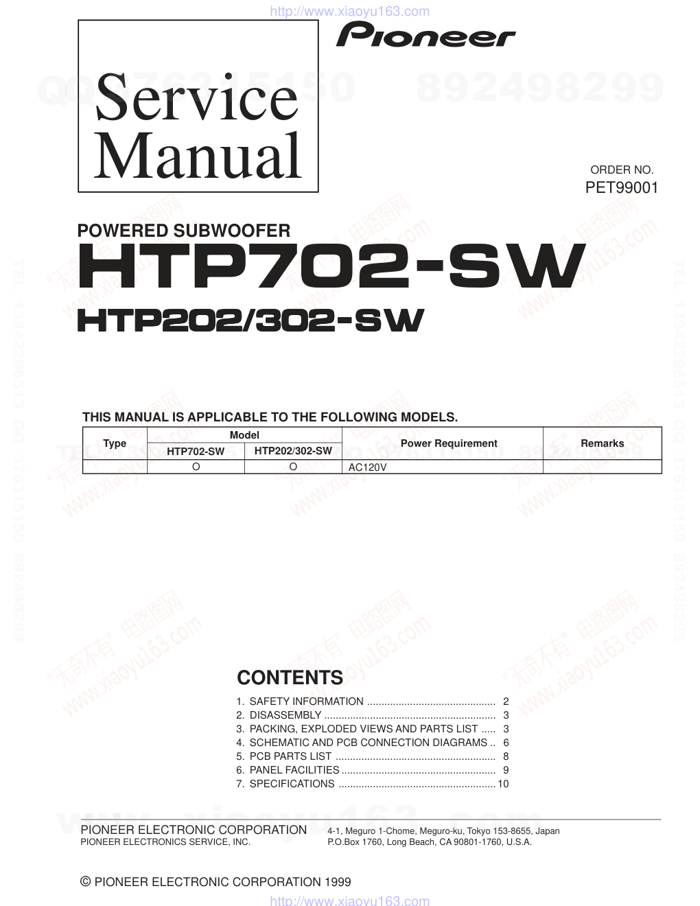 先锋PIONEER HTP202-SW音响电路图-0