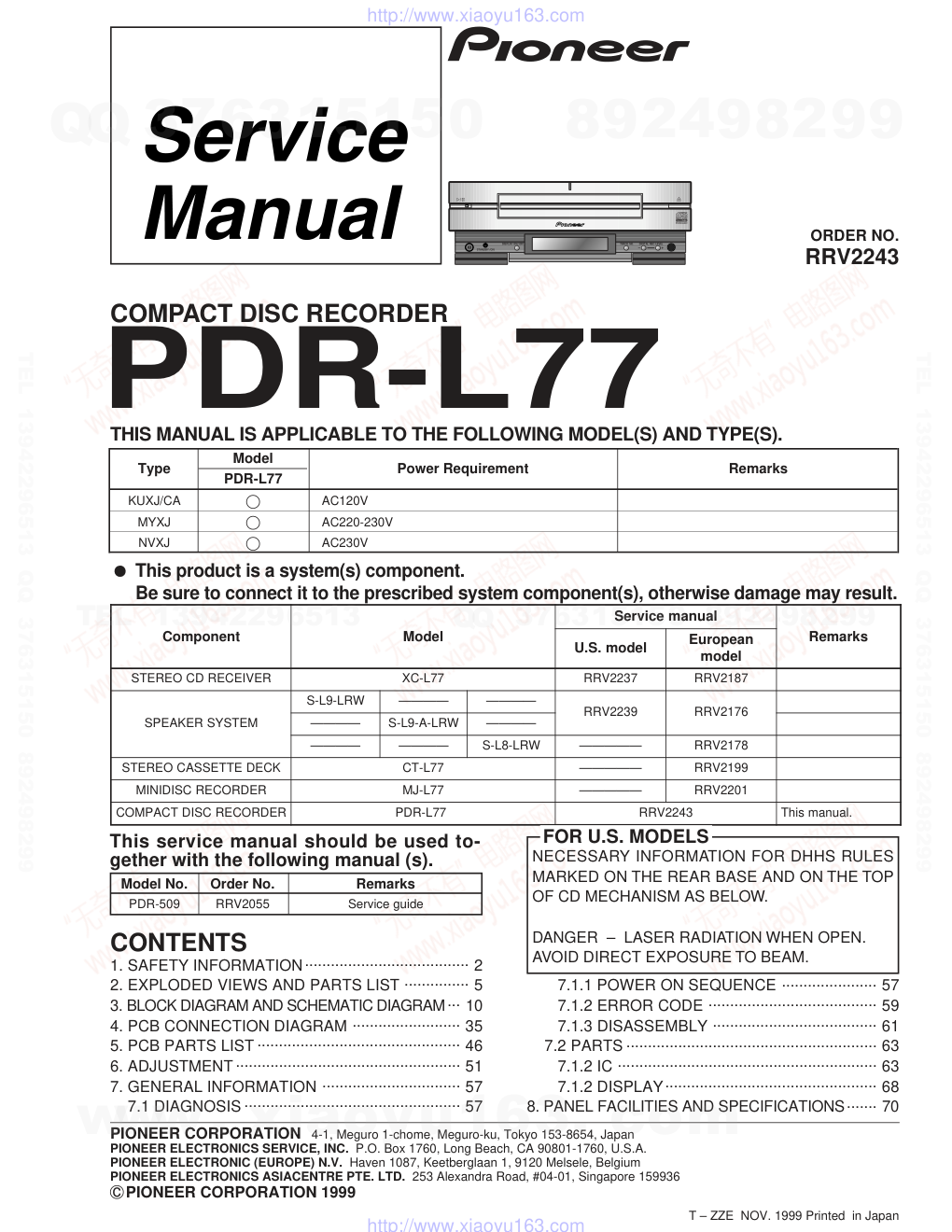 先锋PIONEER PDR-L77音响电路图-0 先锋PIONEER PDR-L77音响电路图-0