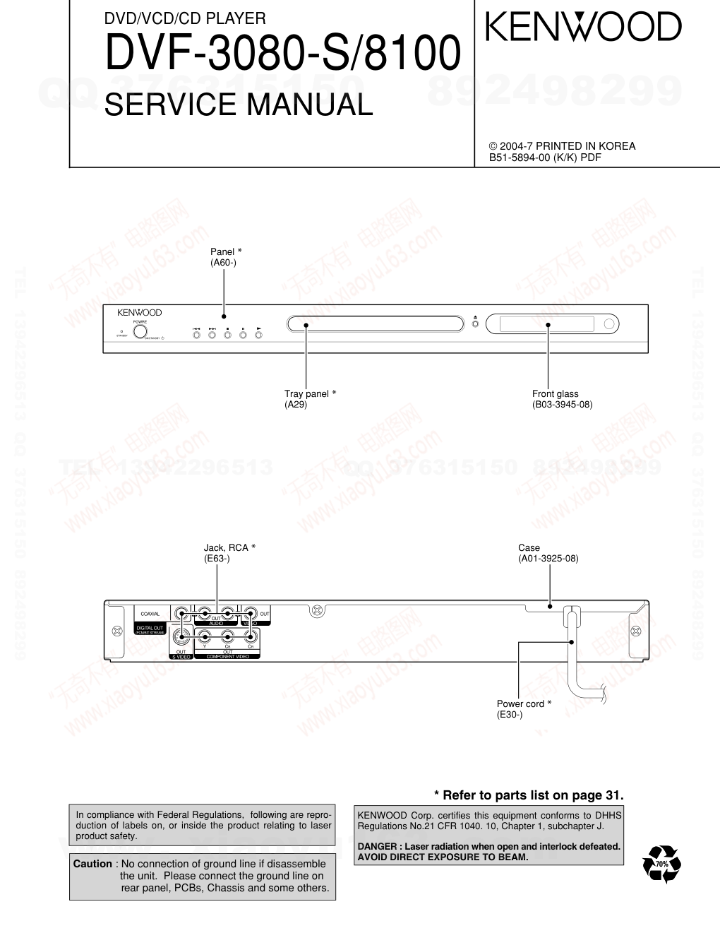 建伍KENWOOD DVF-3080-S 双碟CDDVDVCD播放机维修手册-0