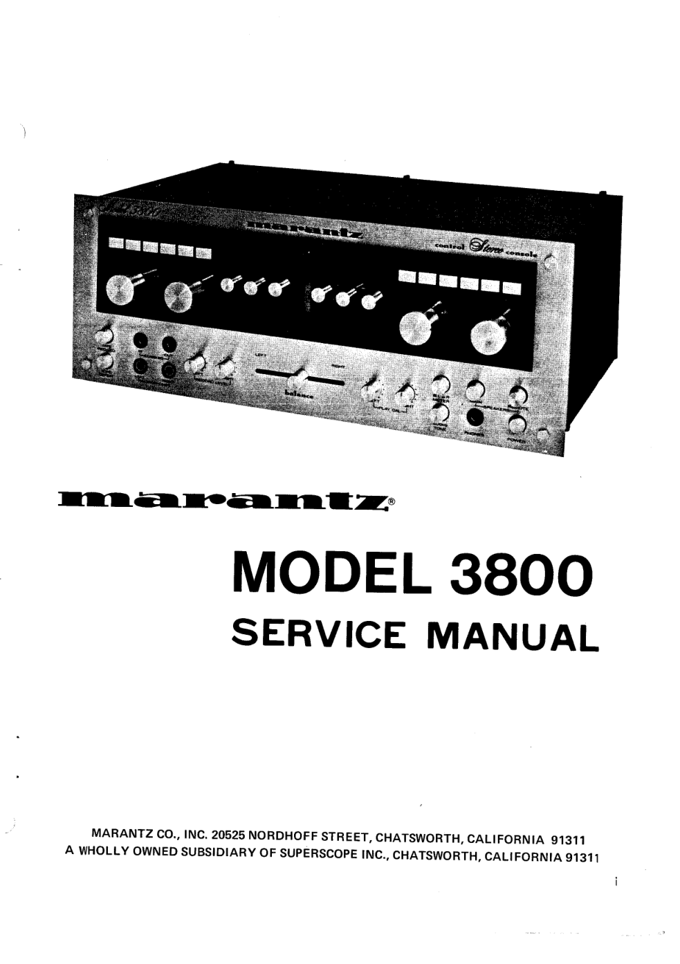 马兰士MARANTZ 3800音响服务手册-1