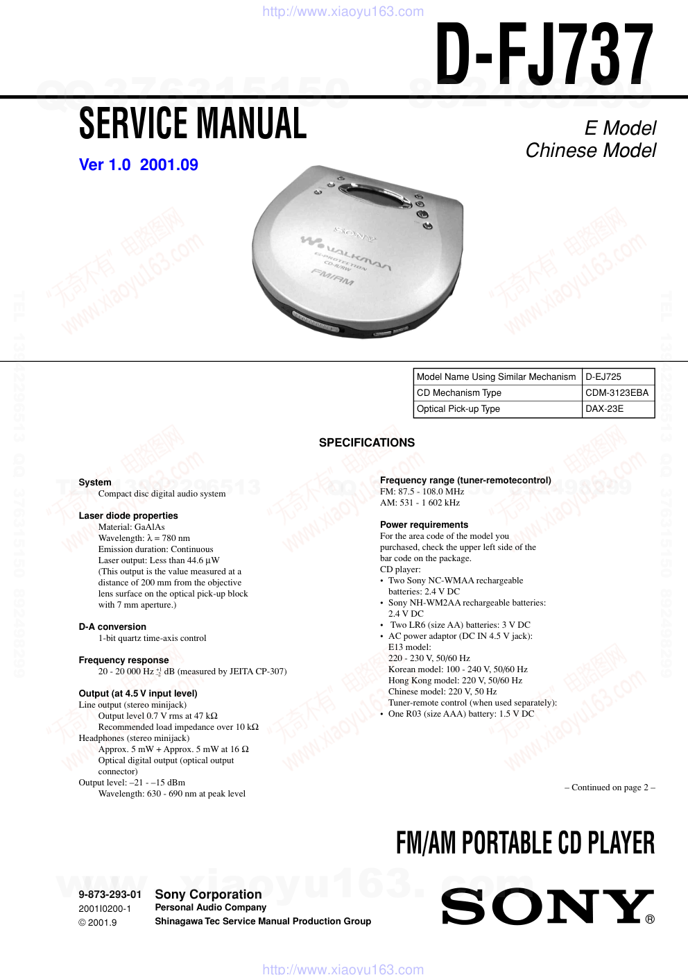 索尼SONY D-FJ737音响电路图-0
