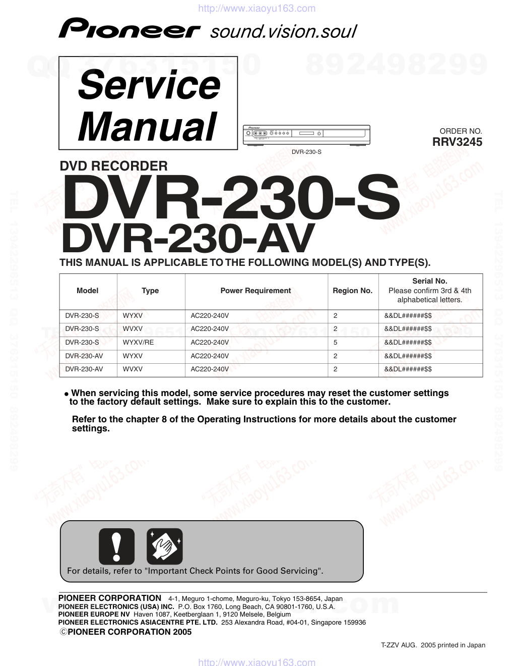 先锋PIONEER DVR-230-AV音响电路图-0 先锋PIONEER DVR-230-AV音响电路图-0