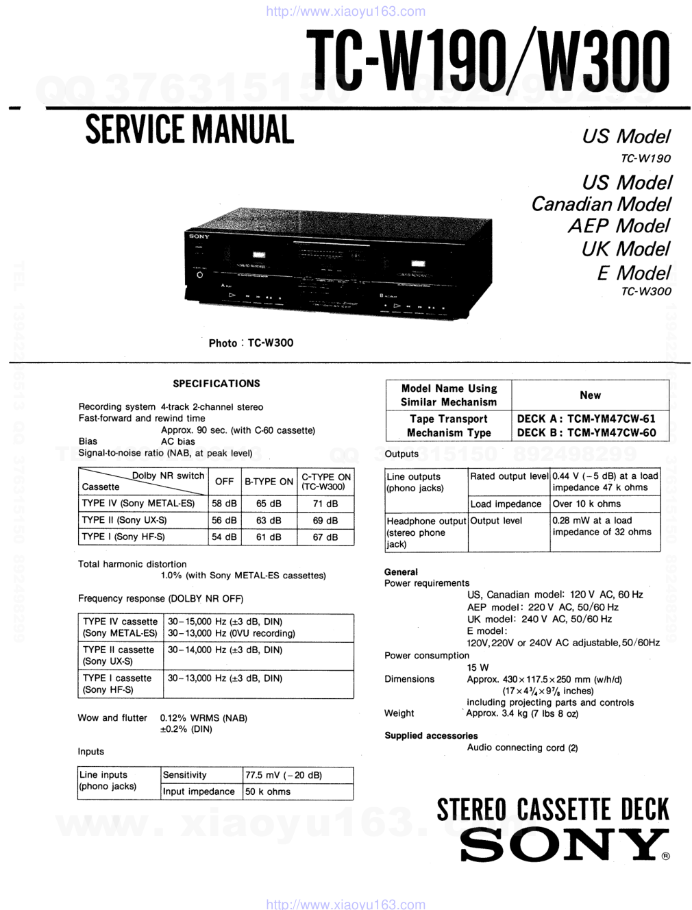 索尼SONY TC-W190电路图-0