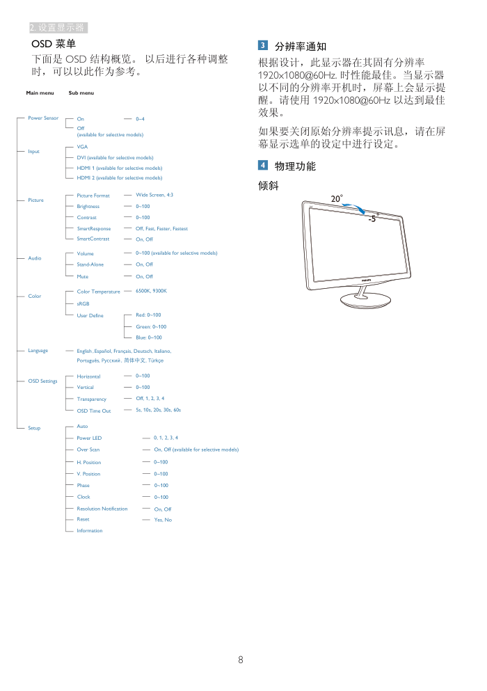 飞利浦247E3L显示器用户手册-9 飞利浦247E3L显示器用户手册-9