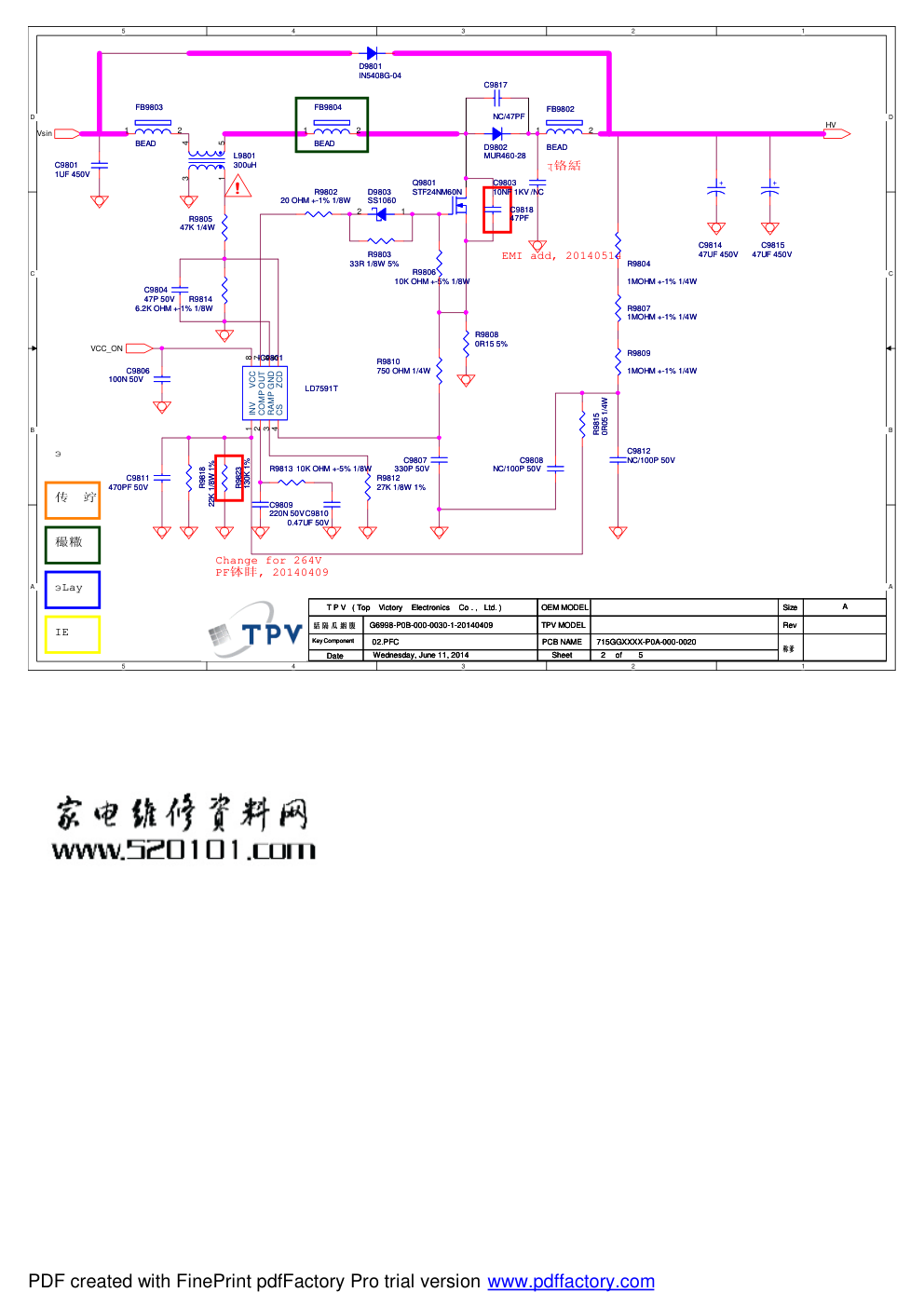 Letv乐视S40 AIR电源板电路原理图-2 Letv乐视S40 AIR电源板电路原理图-2