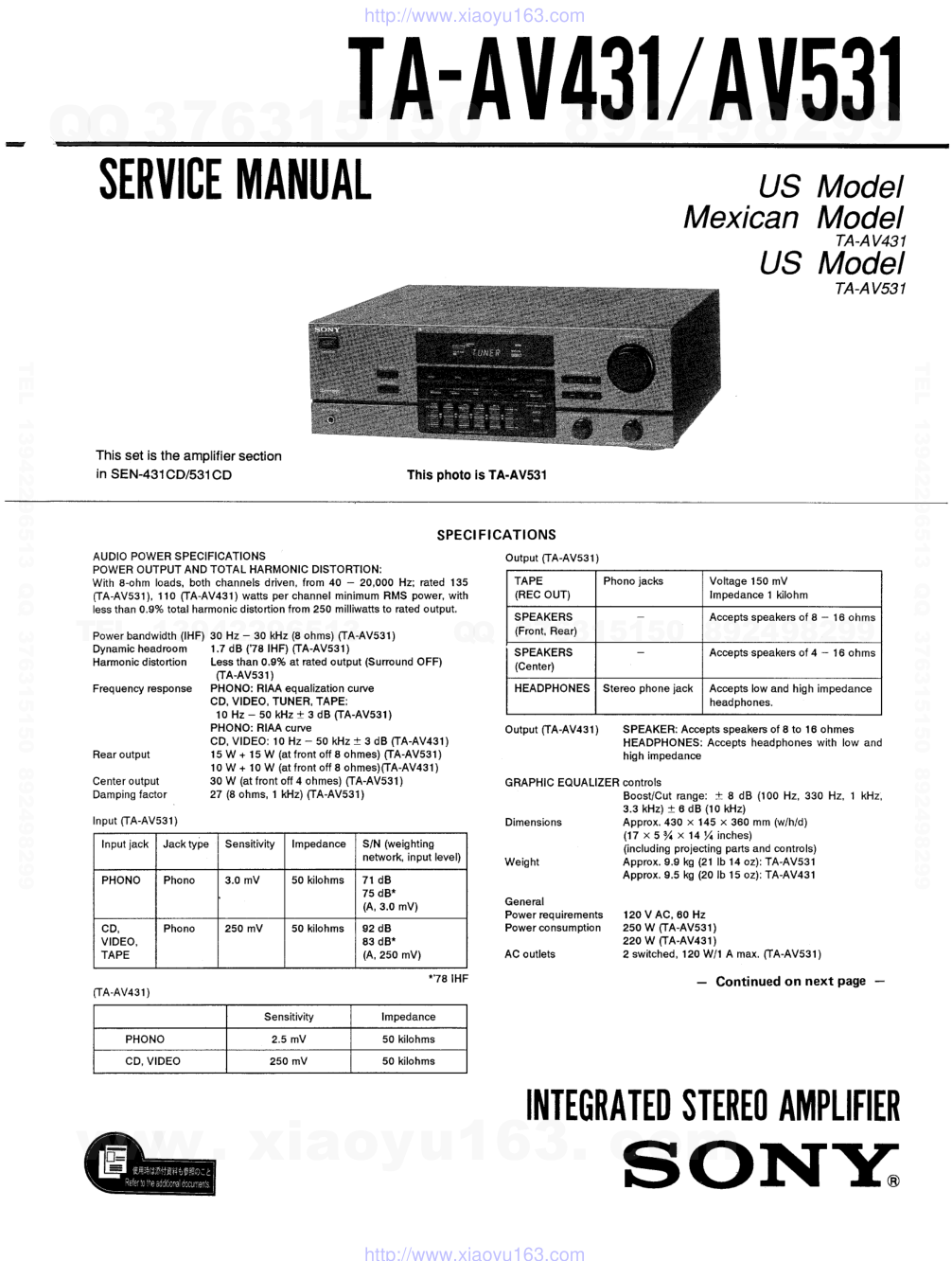 索尼SONY TA-AV431音响电路原理图-0