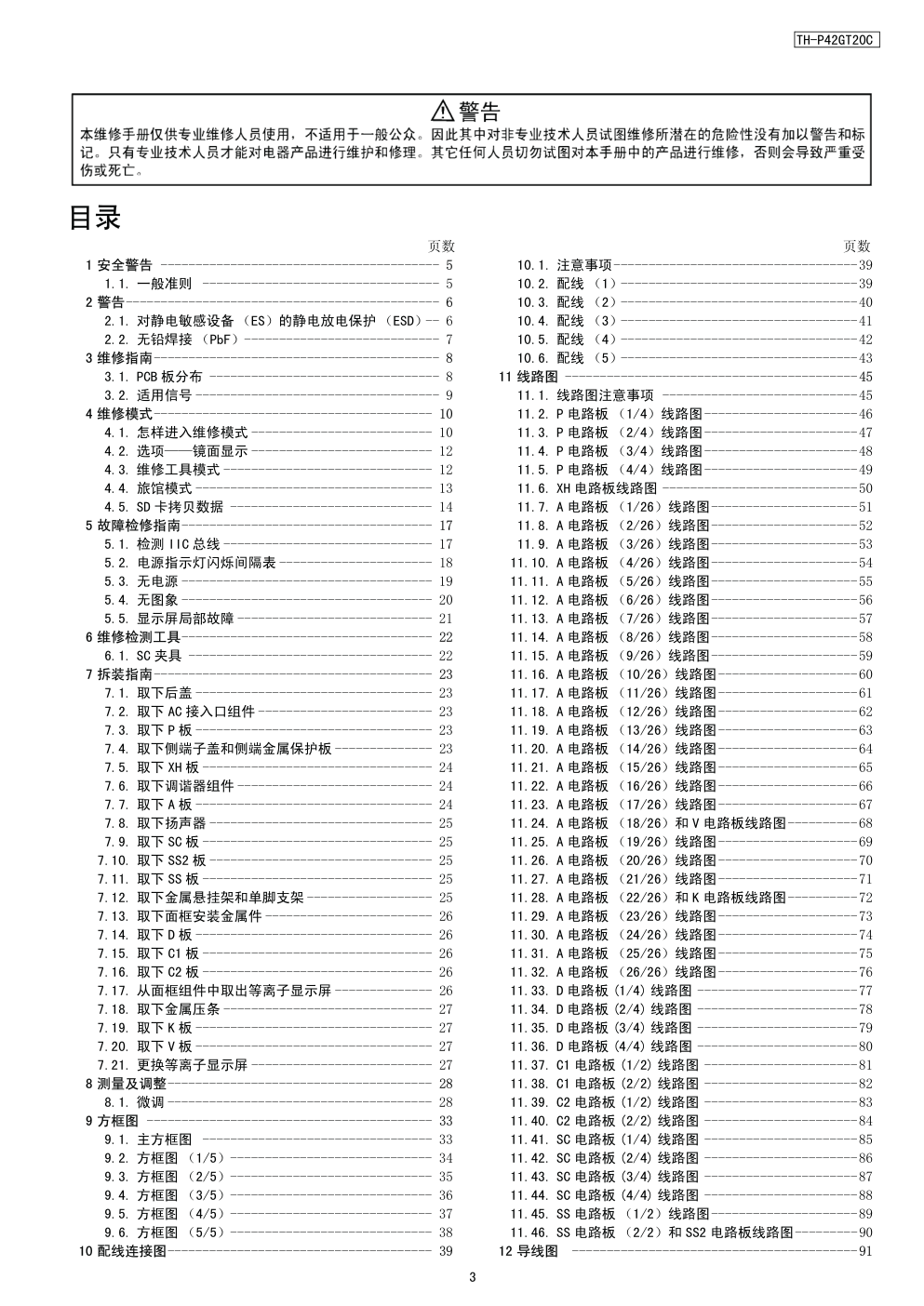 松下TH-P42GT20C等离子电视（GPF13DSAL机芯）维修手册-2