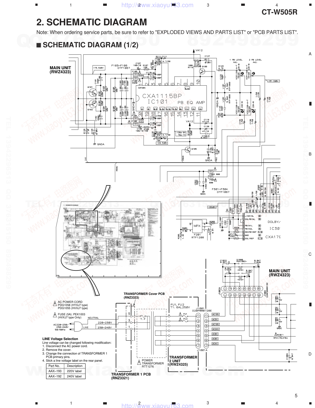 先锋PIONEER CT-W505R电路图-4